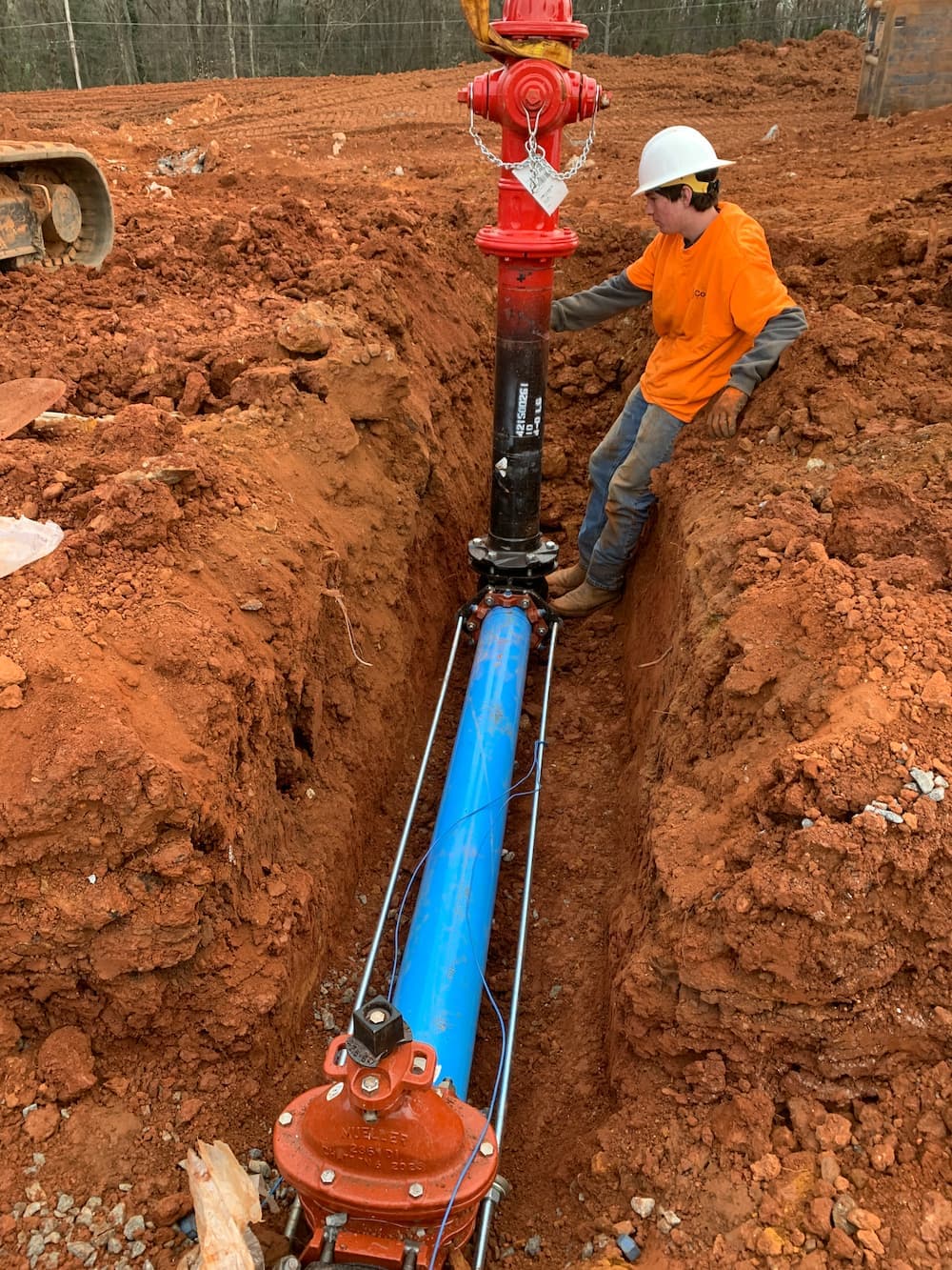 Sewer line construction