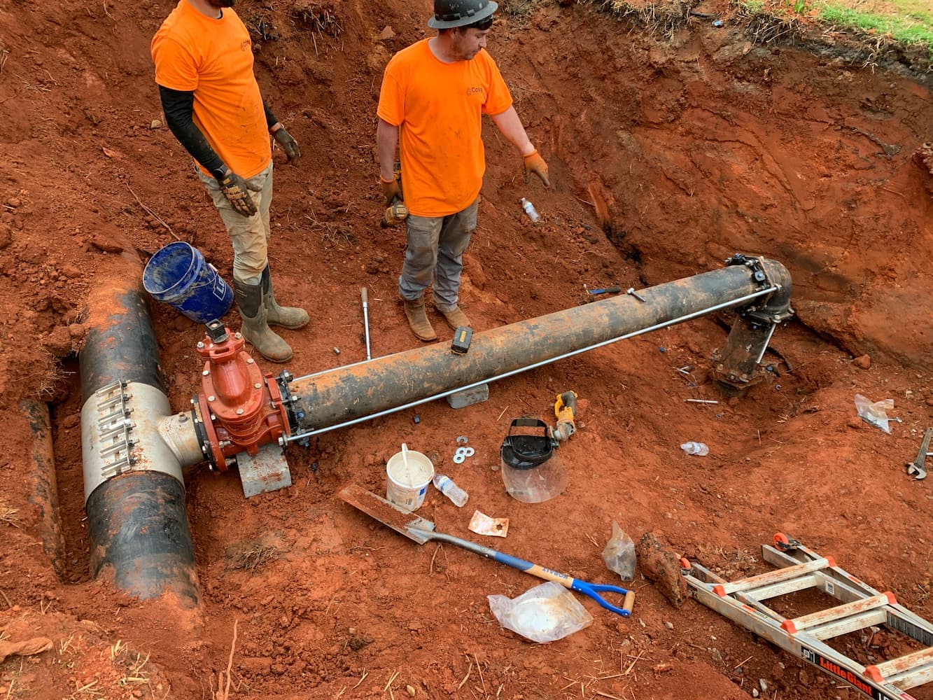 Fire hydrant and utility connections